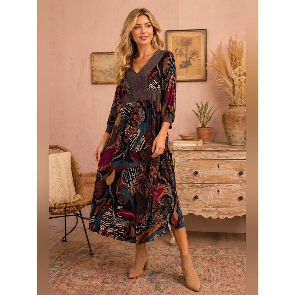 Uncle Frank Vibrant Long Sleeve Dress